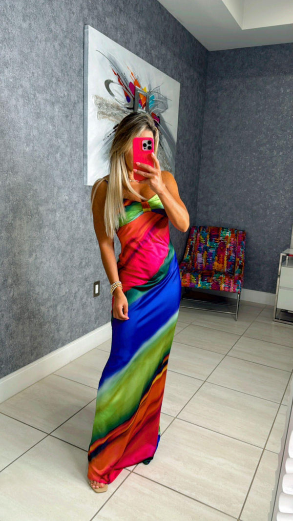 0500 Rainbow slip maxi dress