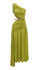 3304 One shoulder drapped maxi dress