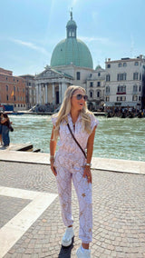 1591 Gold stars snake printed jumpsuit