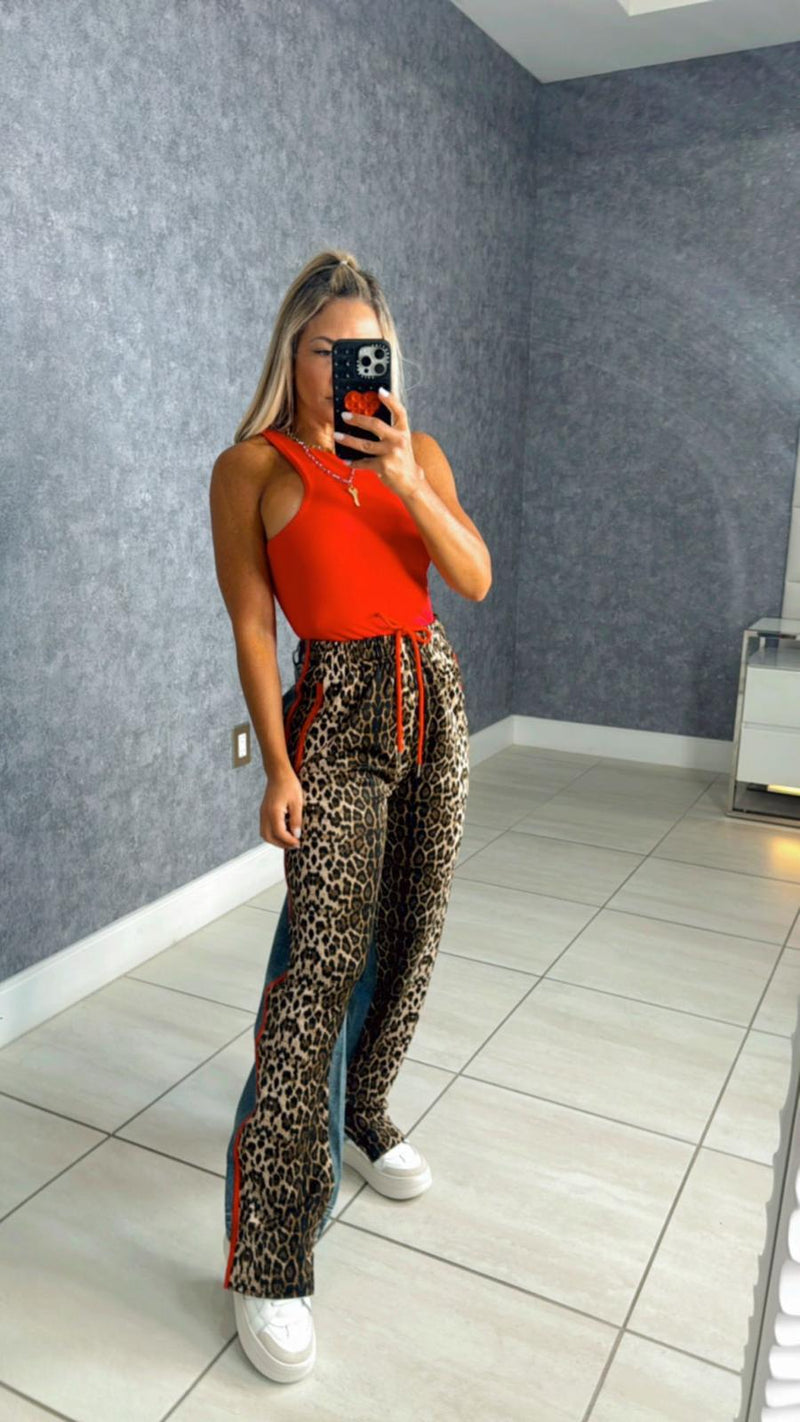 4012 High waist leopard print pant