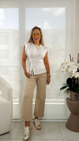 1058 High rise crop wide pants
