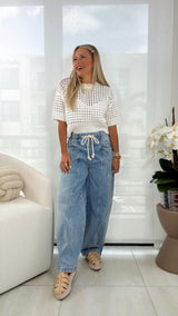 3209 Wide barrel drawstring waist pants