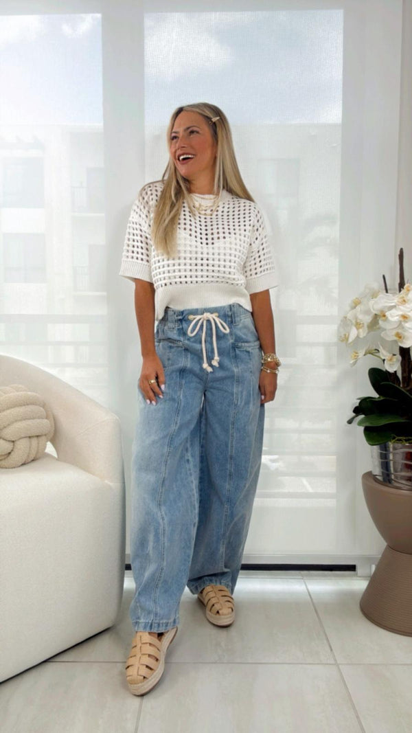 3209 Wide barrel drawstring waist pants