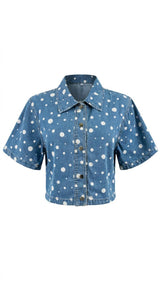 7525 Polka dot denim shirt