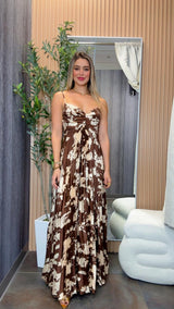 0427 Pleat detailing maxi dress