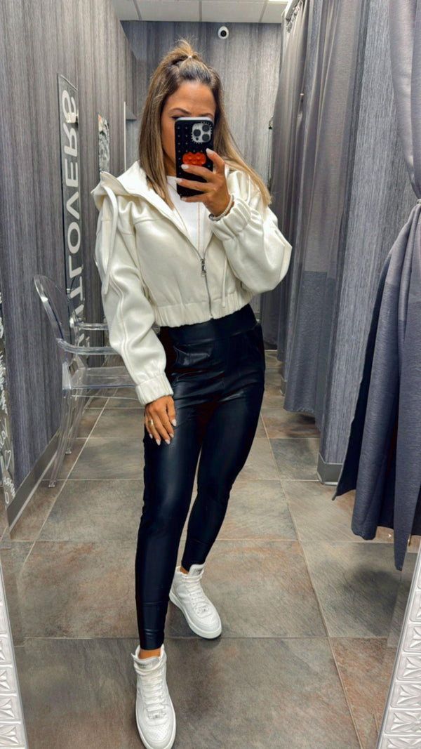 Y200 Wool cropped hoodie jacket