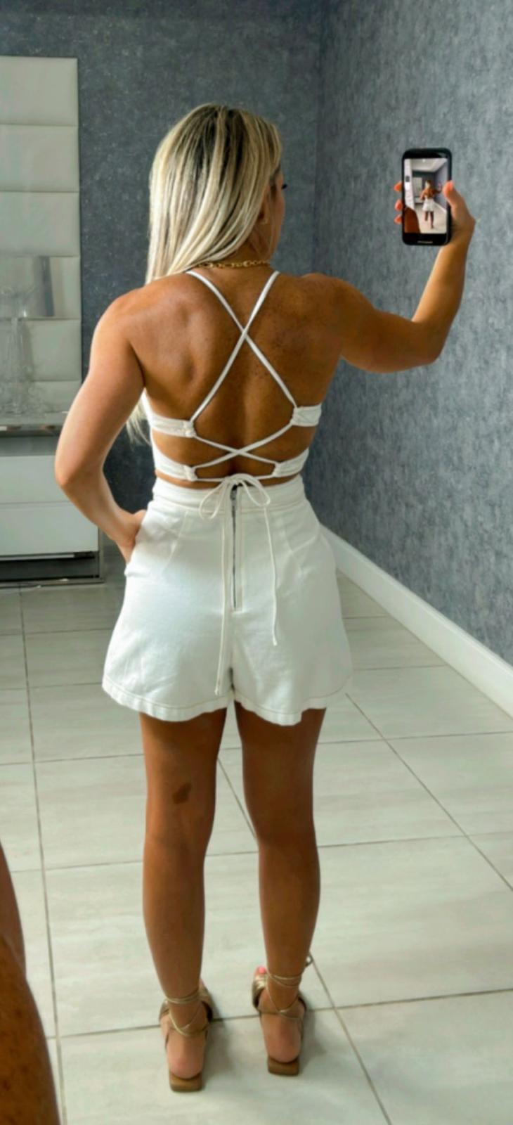 3114 Contrast stitch open back romper