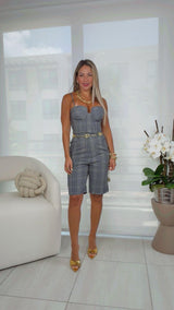 1648 Plaid top and bermuda short set