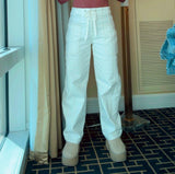1142 High rise crop wide barrel cargo cuffed pants