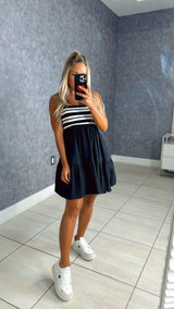 4638 Mixed media stripe mini dress