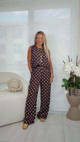 1002 Polka dot sleeveless top and pants set