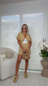 4439 Short sleeve blouse and short set