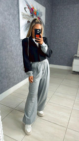 6095 Crop blazer and wide pants set