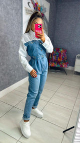 7771 Jumpsuit denim with sleeve