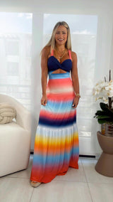 1553 Sunset printed maxi dress