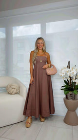 1871 Straight neckline midi dress
