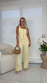8873 Golden buttons vest and pants set