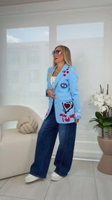 1618 Bold embroidered patchwork blazer