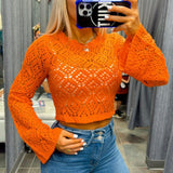 4593 Long sleeve crochet sweater