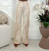 5151 Straight leg contrast leather pants