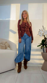 2784 Ruched front button sweater