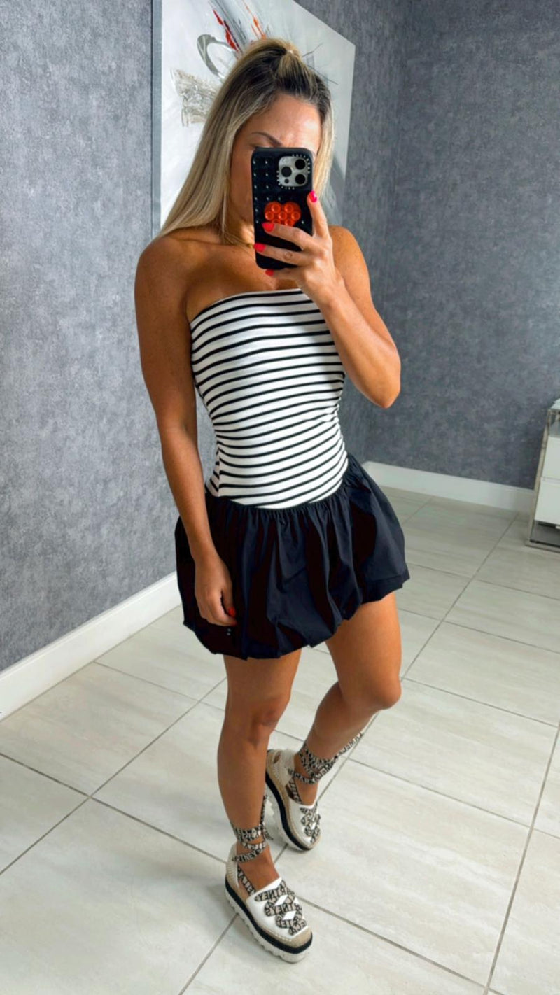 5133 Striped bubble mini dress