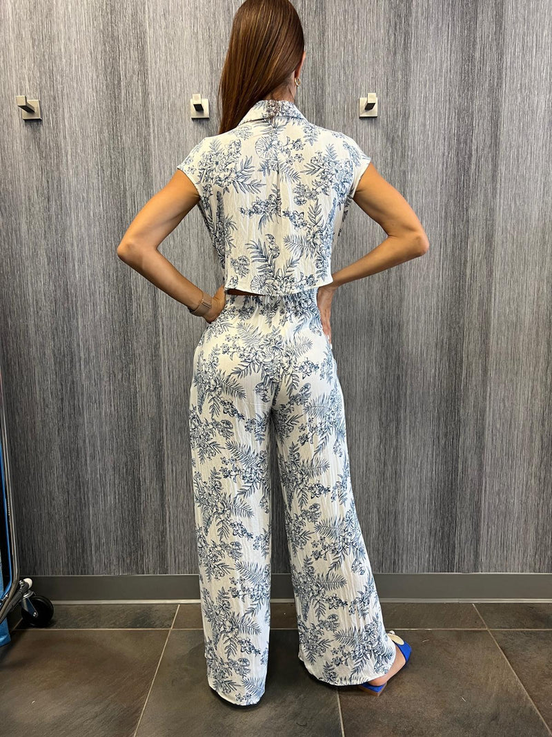 7811 Printed cut out back jumpsuit