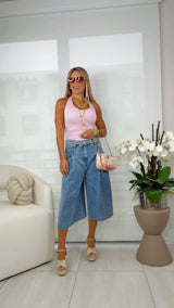 2004 Washed denim culotte Bermuda