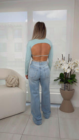 1429 Open back double layer crop top