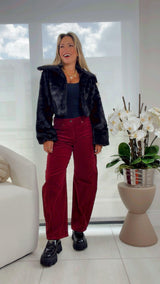 Y500 Bunny cropped faux fur coat jacket