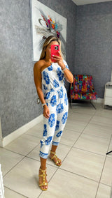 3236 Printed one shoulder jumpsuit