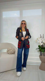 1618 Bold embroidered patchwork blazer