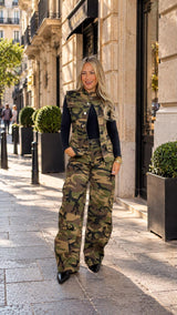 3490 Camu denim vest and barrel pants set