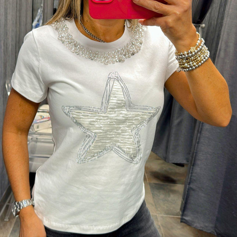 1841 Star and pearls detail T-shirt