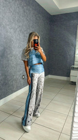 1161 Snake denim print top and pant set