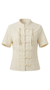 6265 Embroidered chinese collar top