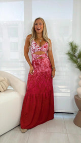 1552 Gradient snake print open front maxi dress