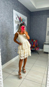 D017 Flared lace mini dress