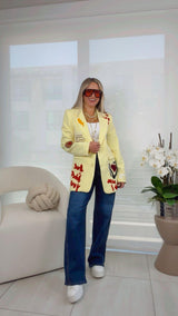 1618 Bold embroidered patchwork blazer