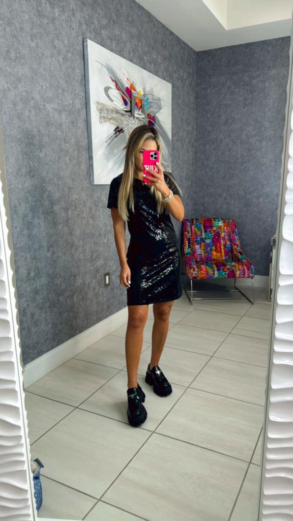 2011 Short sleeve sequin mini dress