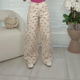 0049 Polka dot denim pants