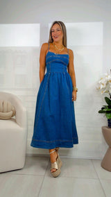 3628 Denim midi dress with cami top