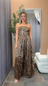 2966 Tube tie back leopard jumpsuit
