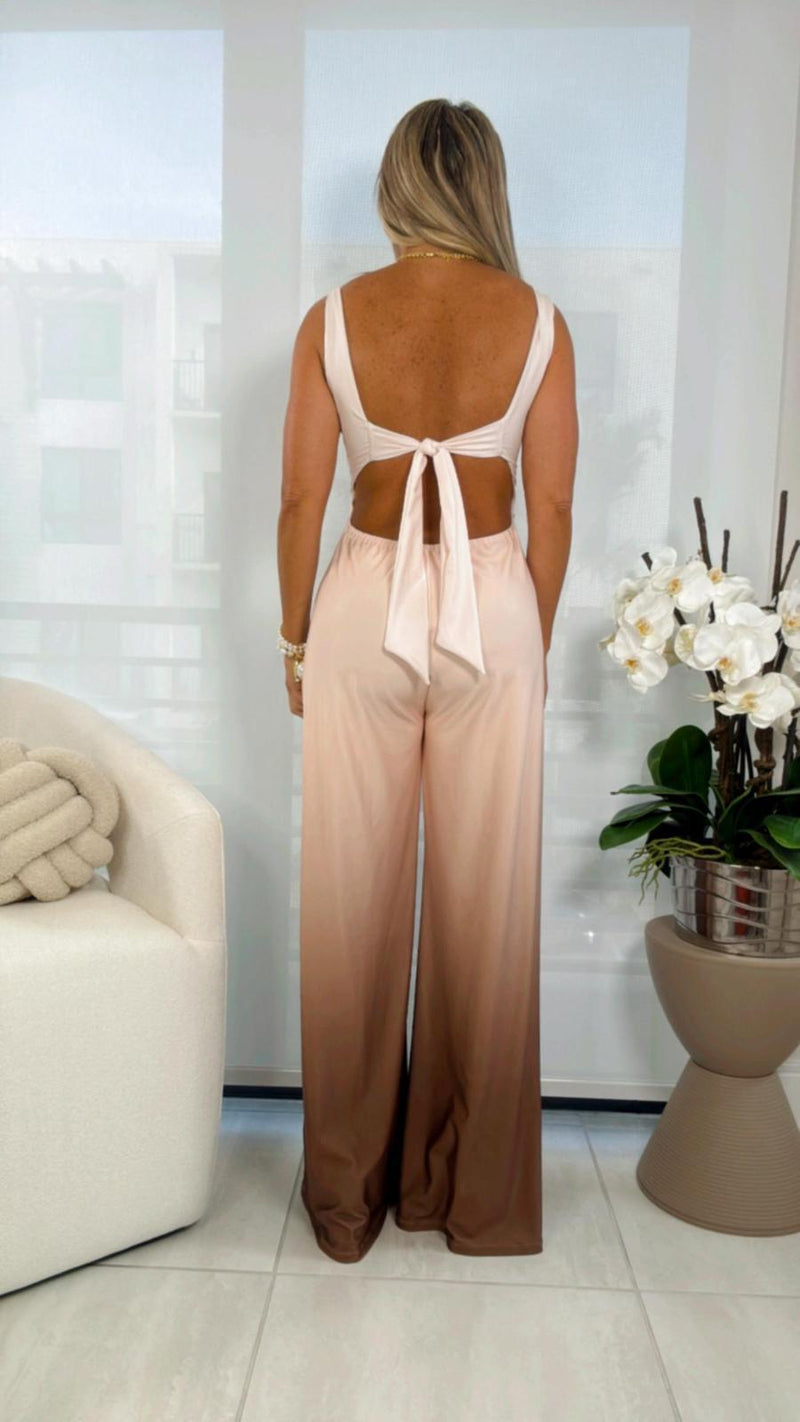 1601 Gradient print tie back jumpsuit