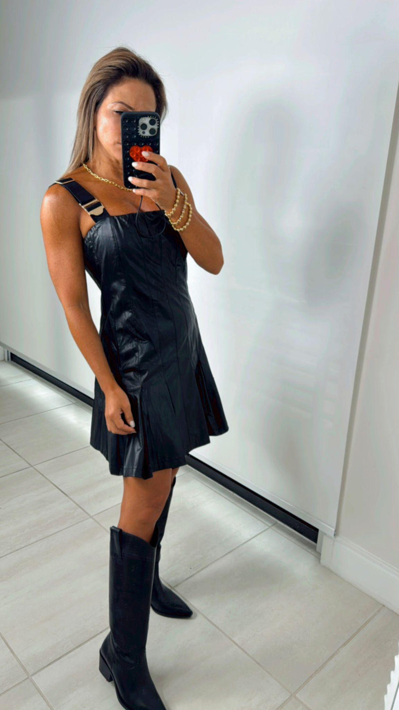 2521 Leather mini dress with adjustable straps