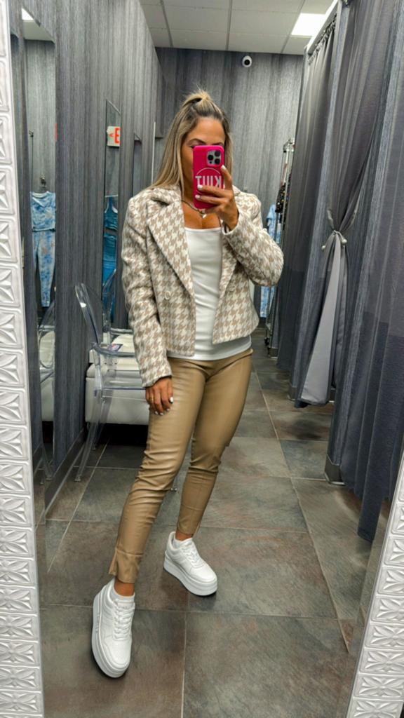 2275 Houndstooth double breasted crop blazer