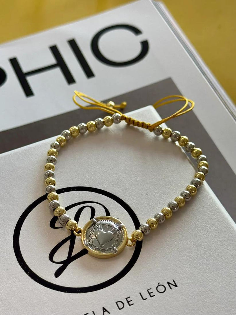 DL02 Tiny two tone connector adjustable bracelet