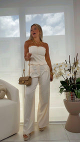 H481 Matching strapless top and pants set