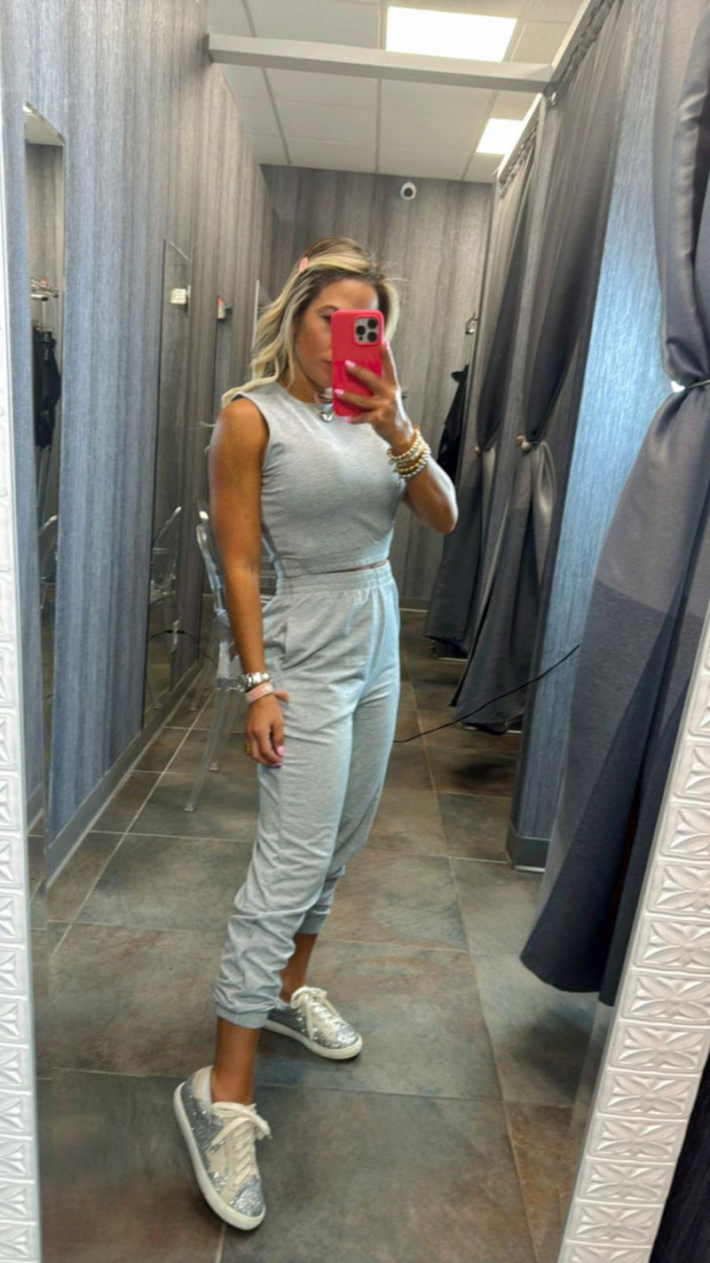 3982 French terry tank top and jogger set