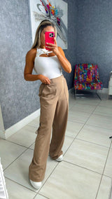 7527 Crepe wide leg cargo pant